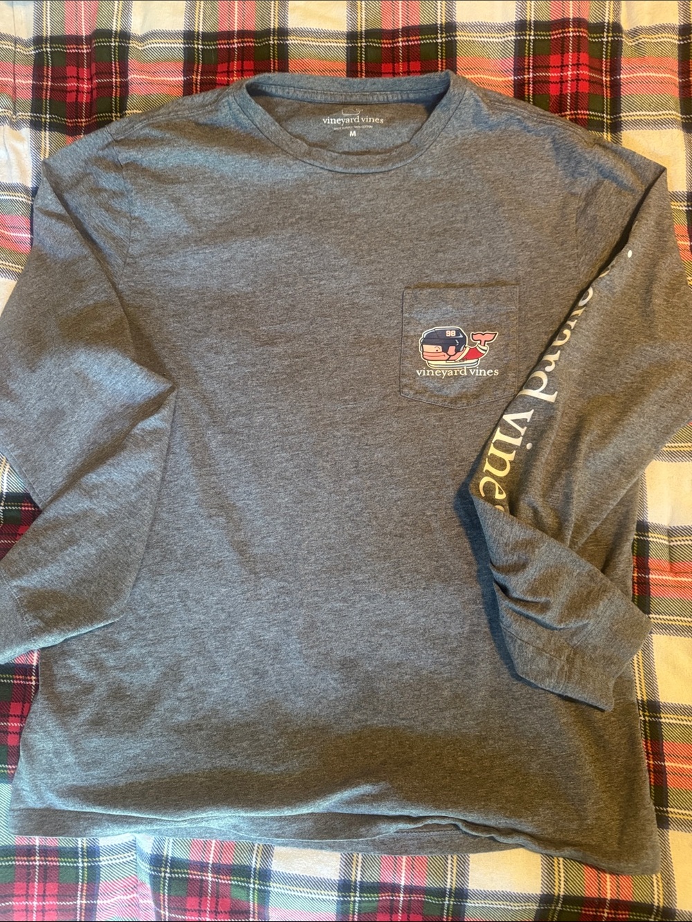 Vineyard Vines Men’s Long-Sleeve Pocket Tee - Heather Gray with Whale Logo
